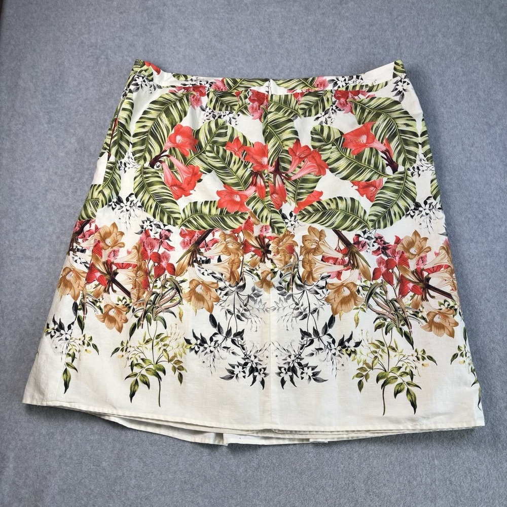 Talbots Skirt‎ Size 20W Vibrant Pleated Front Side Pockets A-Line Linen Cotton - Picture 2 of 8